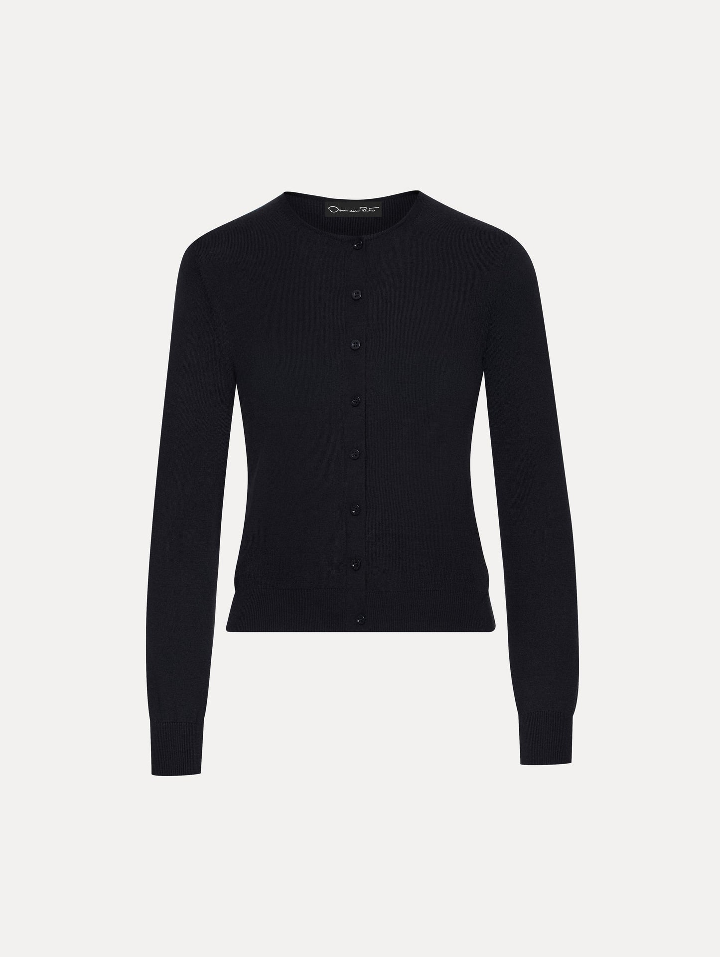 Wool-Blend Navy Cardigan Front View