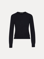 Wool-Blend Navy Cardigan Front View