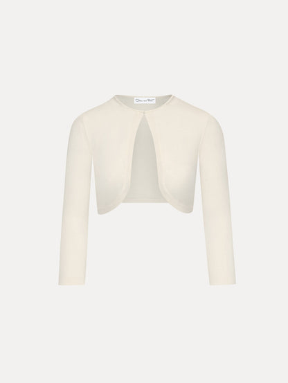 Wool-Blend White Bolero Front View