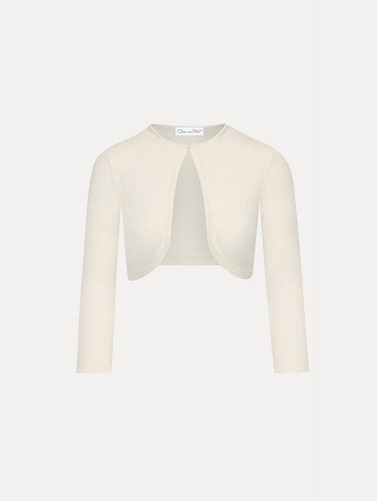 Wool-Blend White Bolero Front View