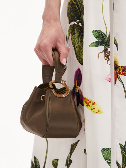 Crystal Pavé Nano O Handle Bag in Khaki Front View