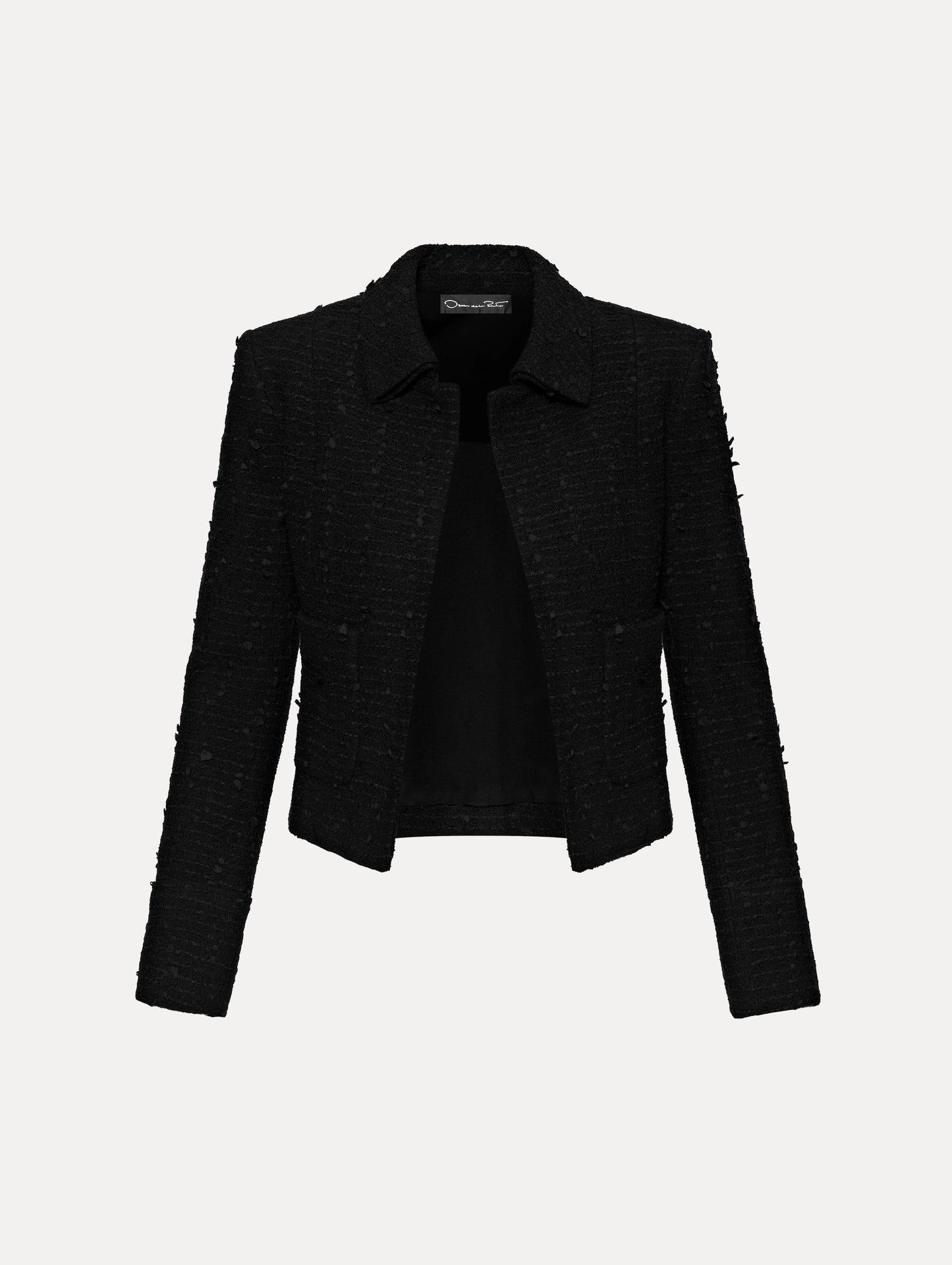 Black Boucle Tweed Jacket Front View