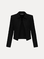 Black Boucle Tweed Jacket Front View