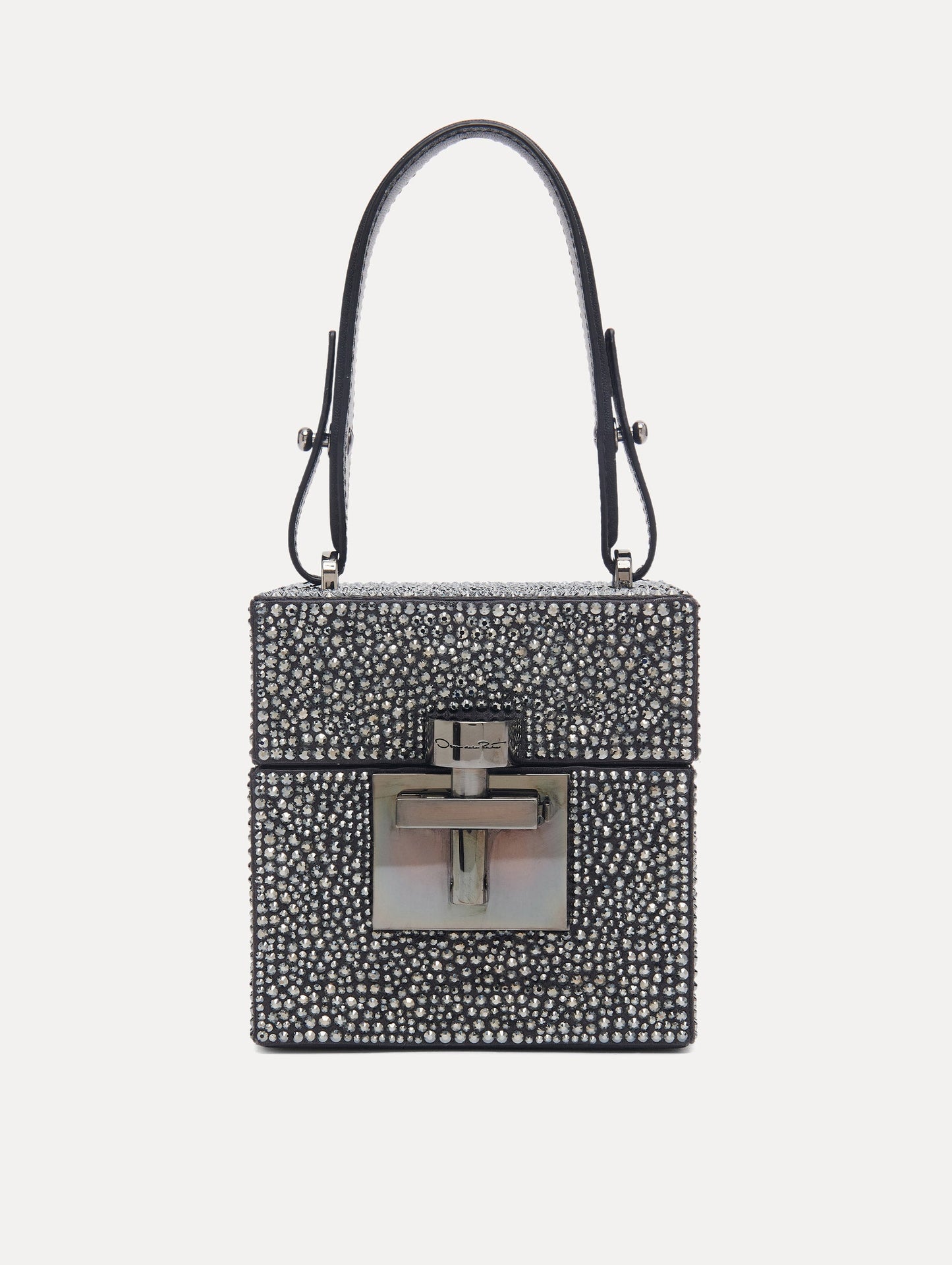 Black Crystal Pavé Alibi Cube Handbag Front View