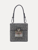 Black Crystal Pavé Alibi Cube Handbag Front View