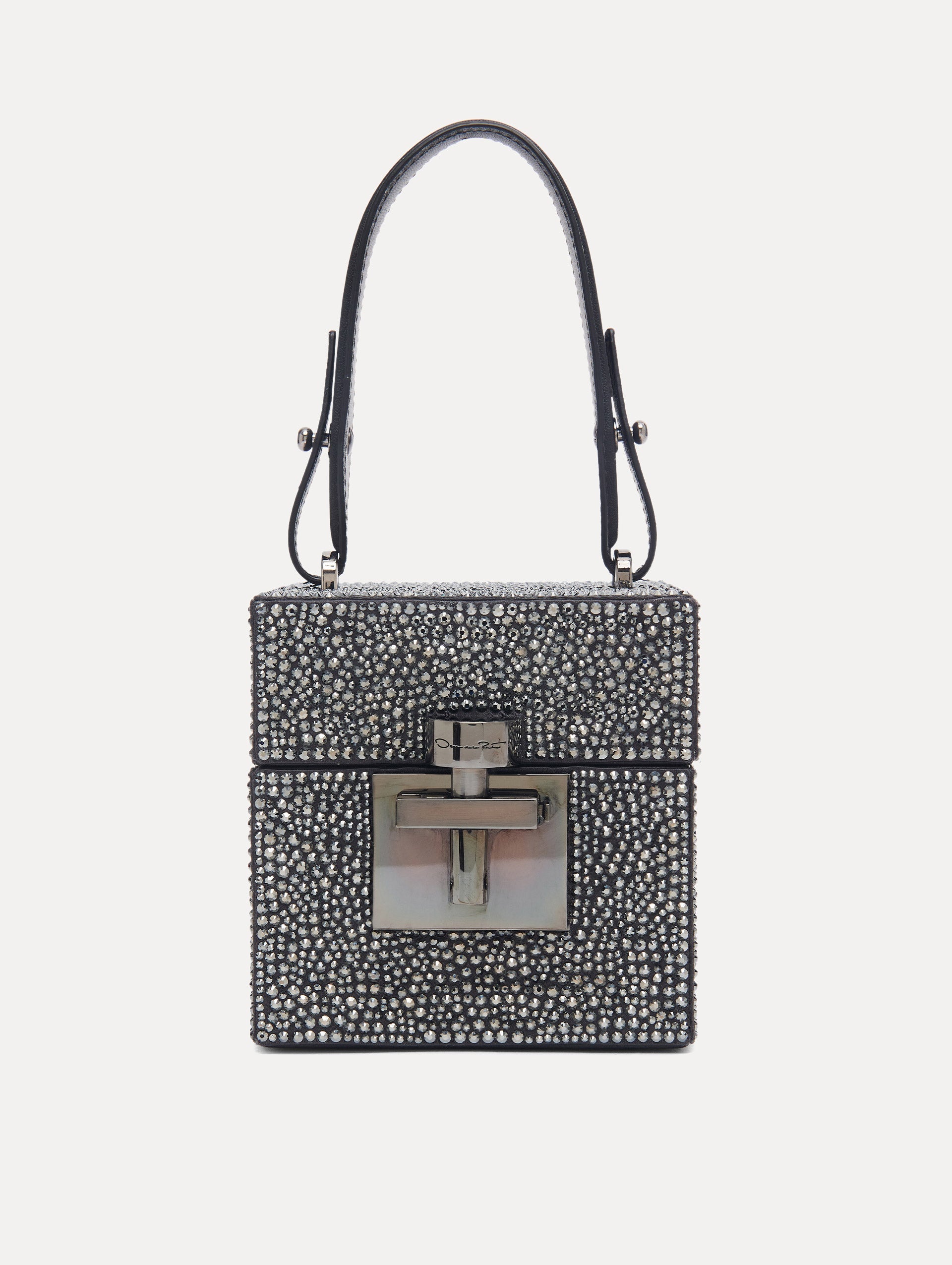 Black Crystal Pavé Alibi Cube Handbag Front View