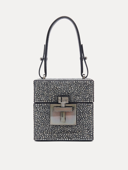 Black Crystal Pavé Alibi Cube Handbag Front View
