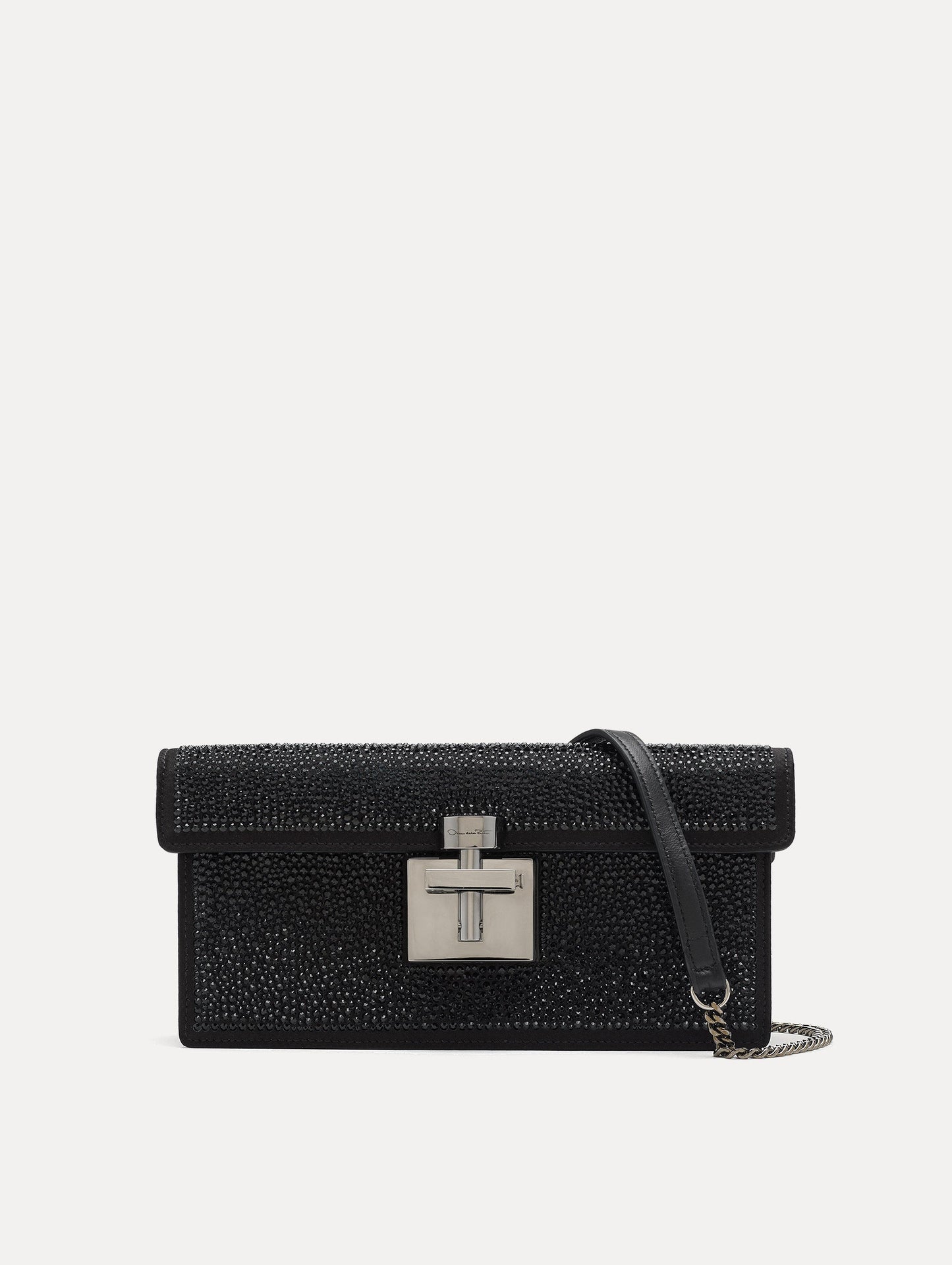Black Crystal Pavé Alibi Clutch Front View