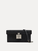 Black Crystal Pavé Alibi Clutch Front View