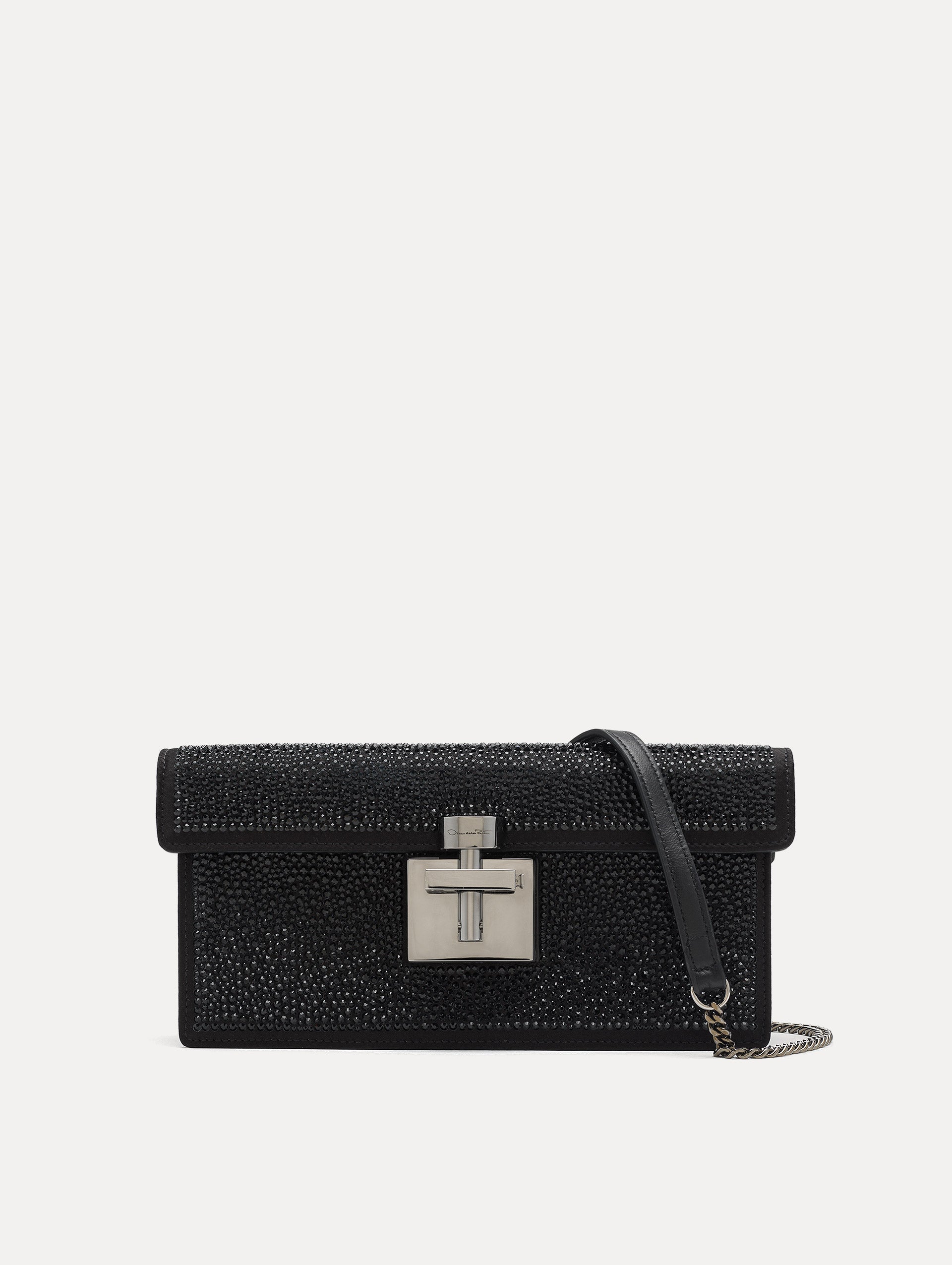 Black Crystal Pavé Alibi Clutch Front View