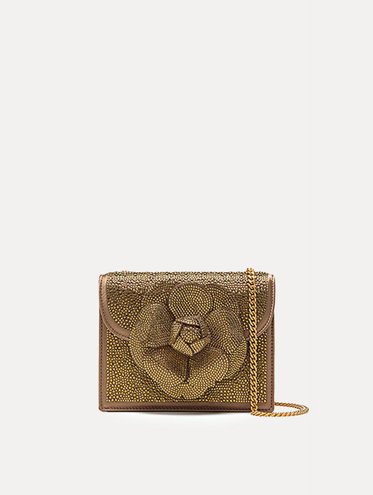 Crystal Pavé Mini TRO Bag in Bronze Front View
