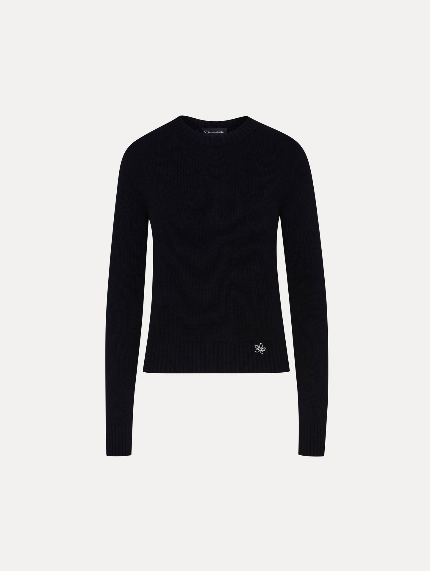 Black O Flower Cashmere Pullover Front View