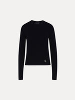 Black O Flower Cashmere Pullover Front View