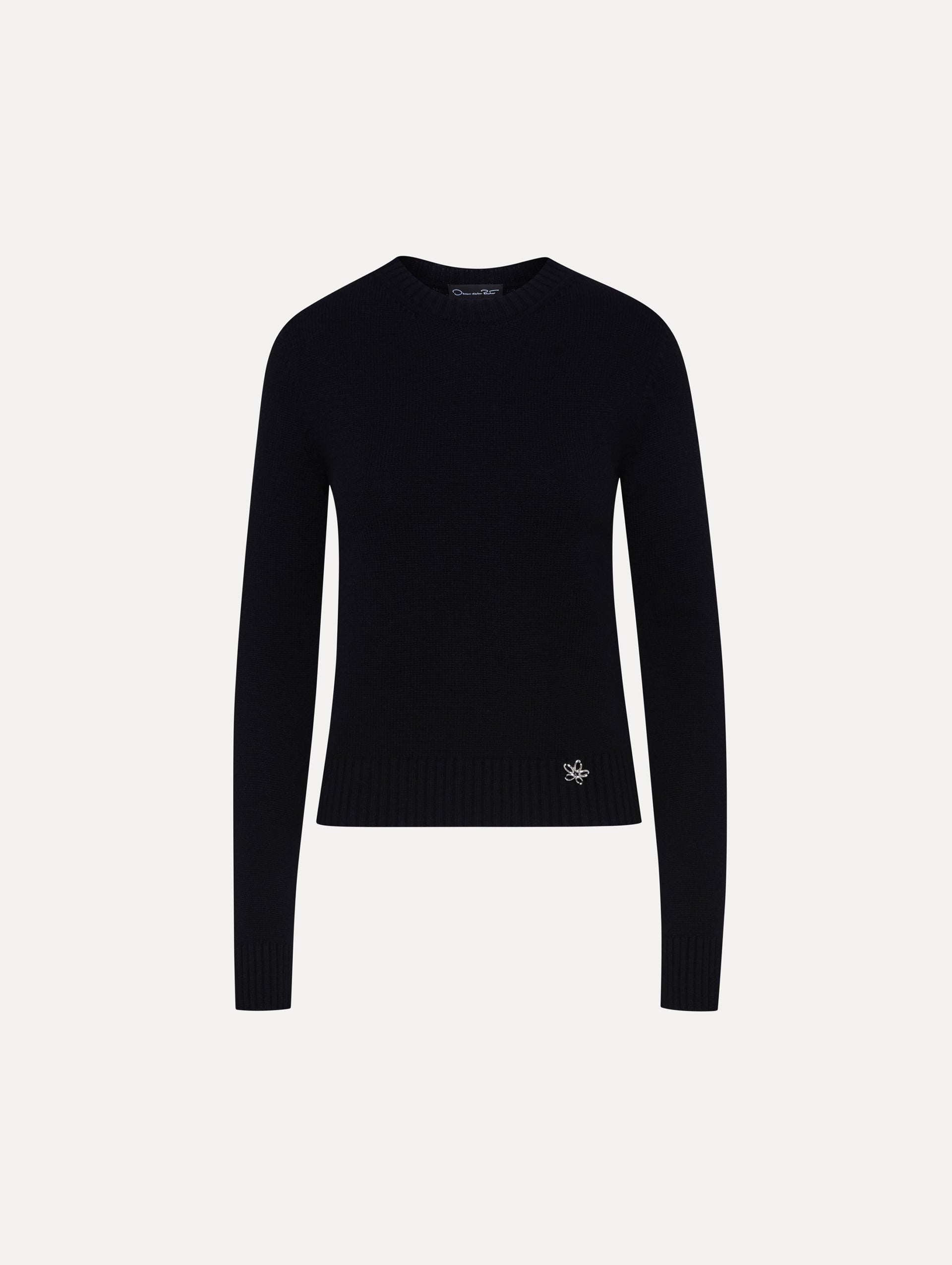 Black O Flower Cashmere Pullover Front View
