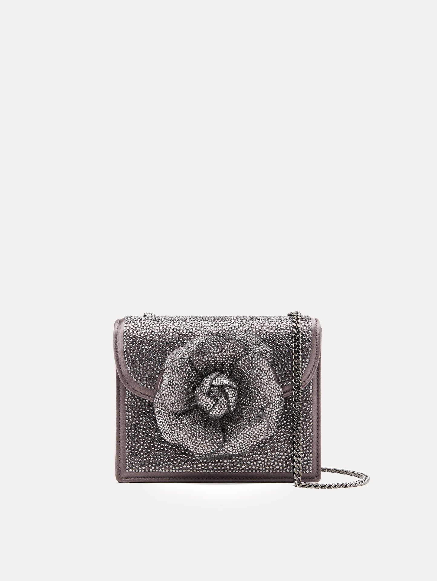 Crystal Pavé Mini TRO Bag in Smoke Gunmetal Front View