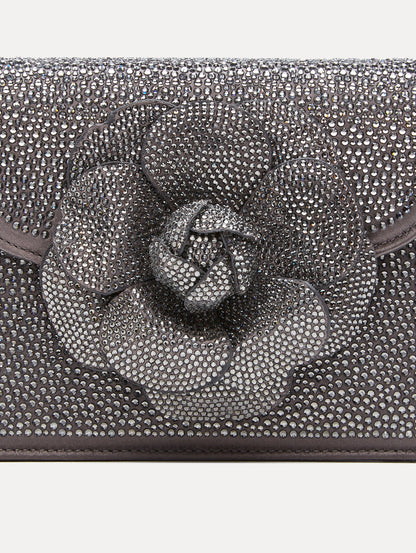 Crystal Pavé Mini TRO Bag in Smoke Gunmetal Zoom View