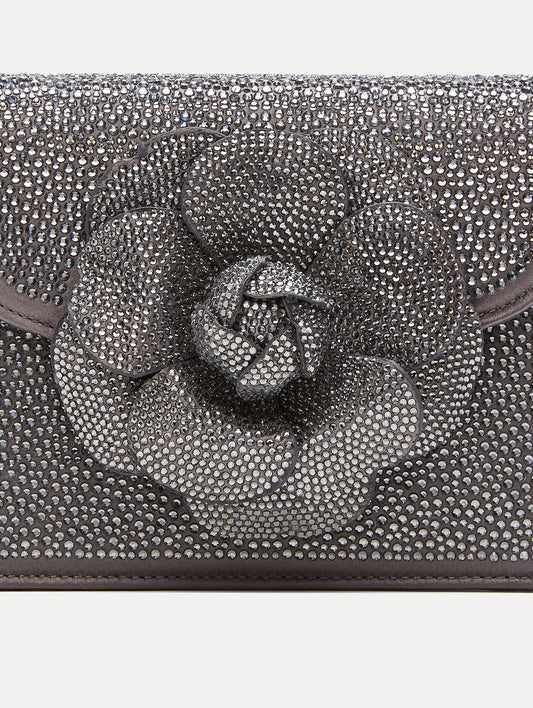 Crystal Pavé Mini TRO Bag in Smoke Gunmetal Zoom View