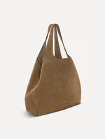The Topaz in a suede taupe side view.