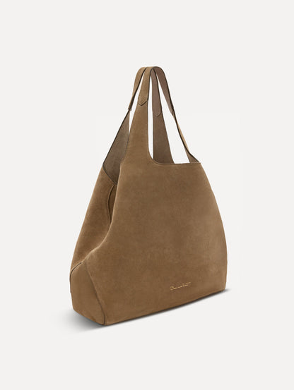 The Topaz in a suede taupe side view.