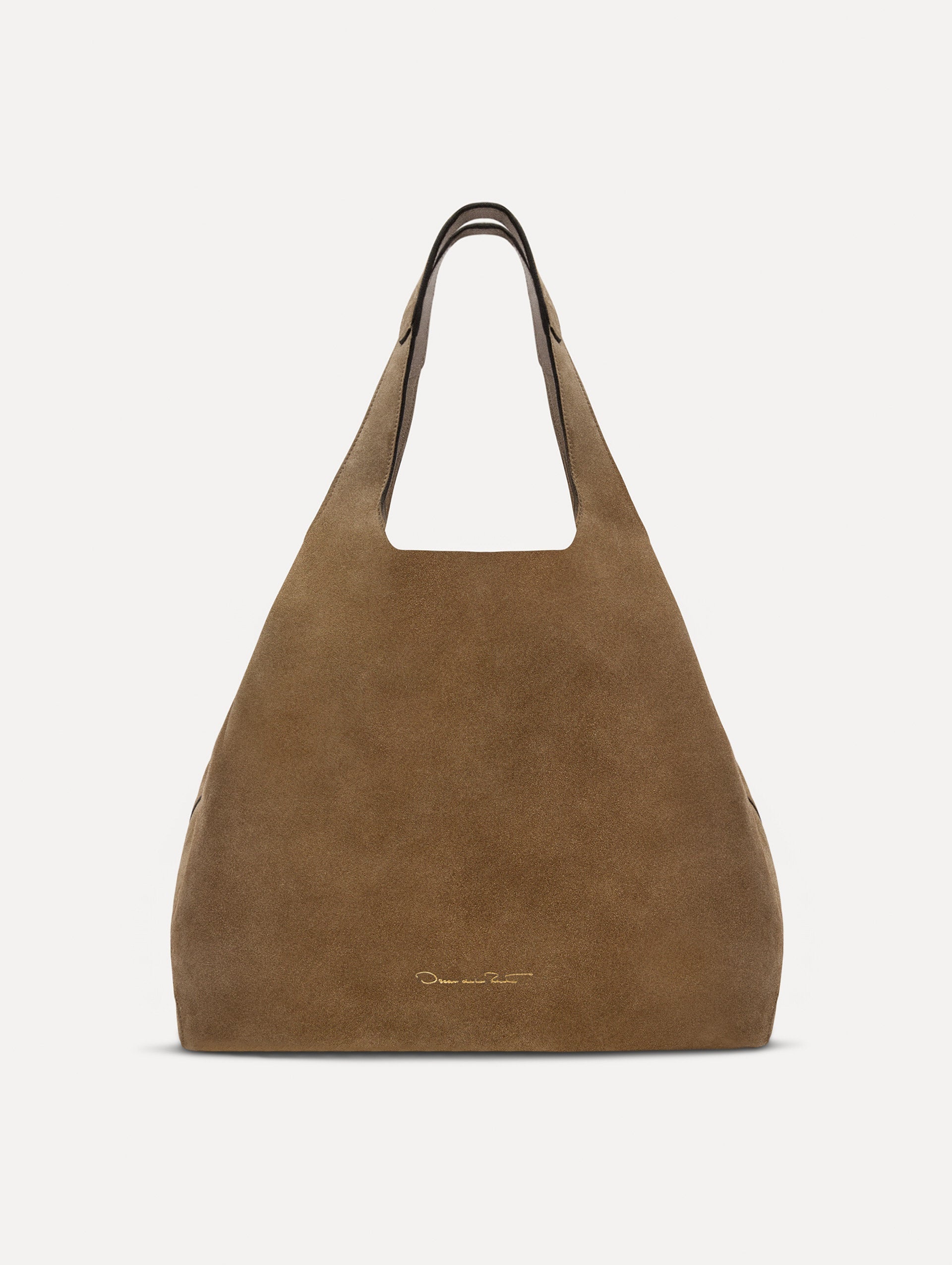 The Topaz in a suede taupe back view.