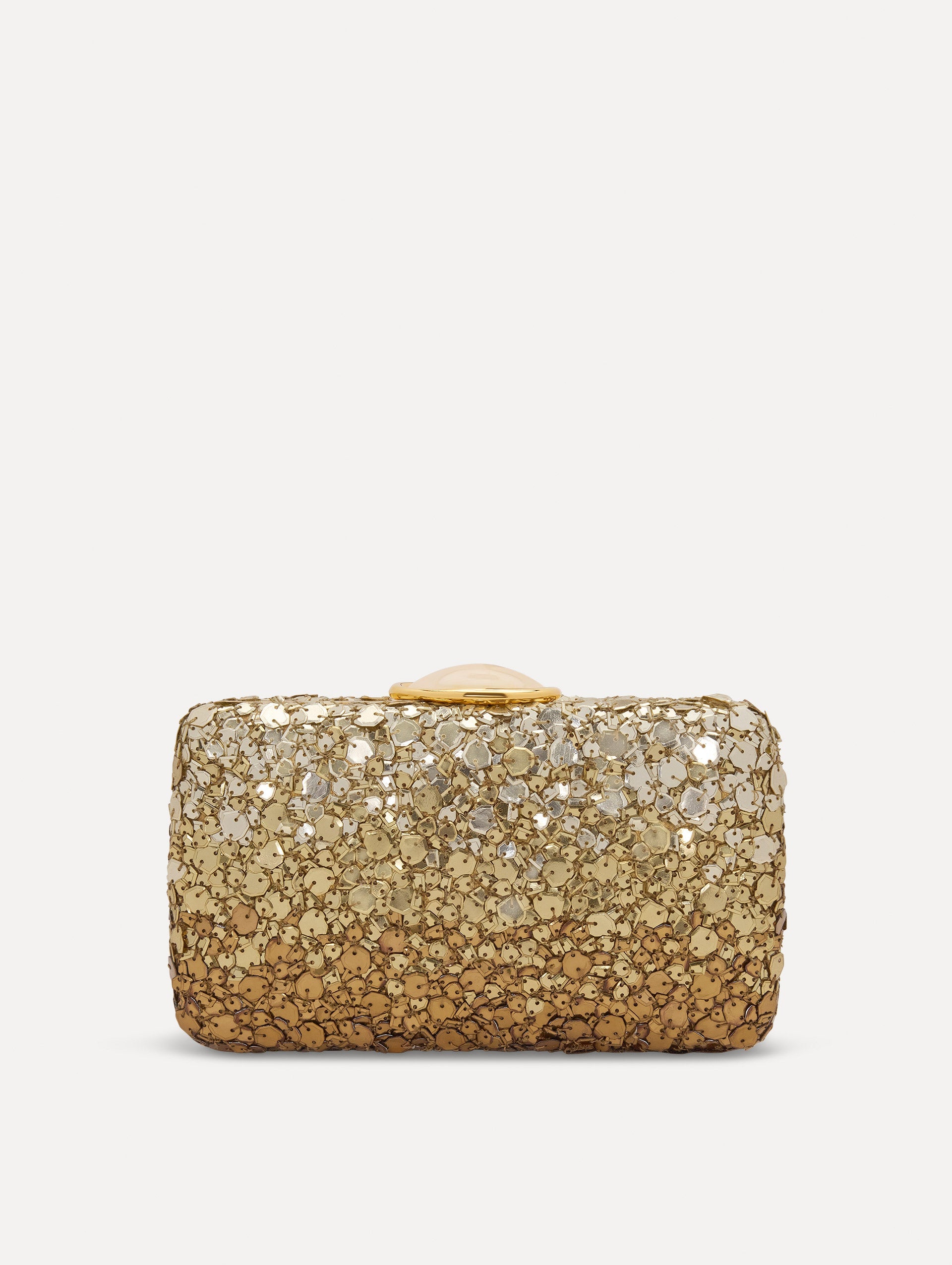 Mosaic Sequin O Minaudière in Bronze Front View
