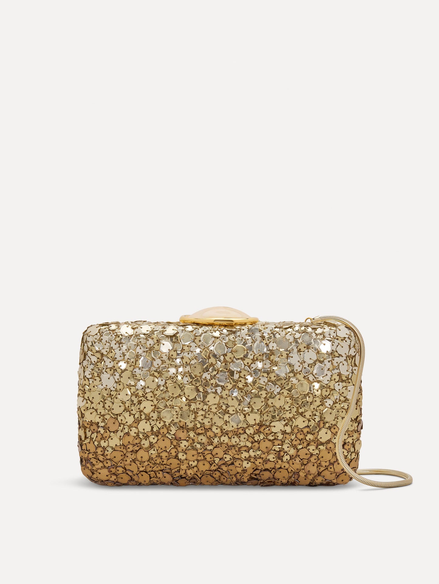 Mosaic Sequin O Minaudière in Bronze Front View
