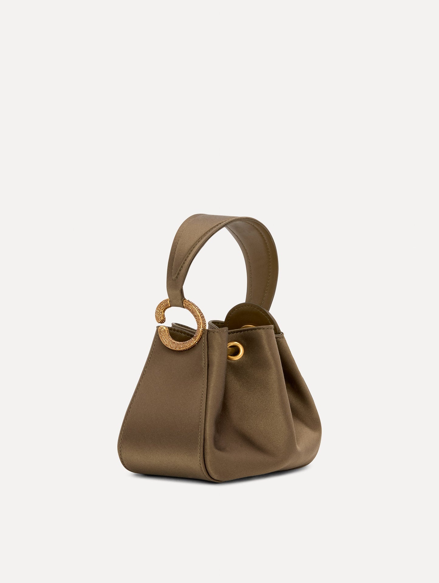 Crystal Pavé Nano O Handle Bag in Khaki Front View