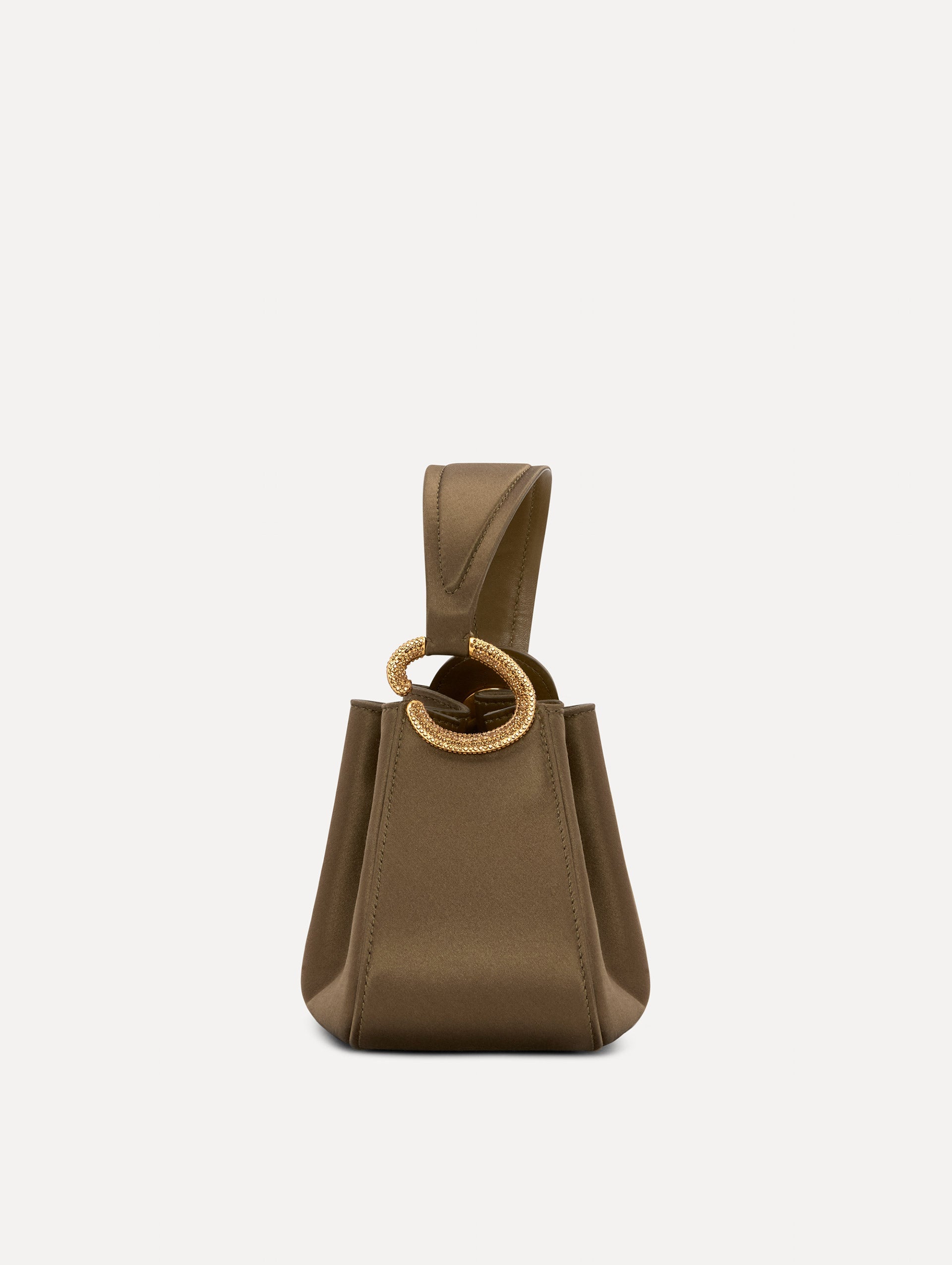 Crystal Pavé Nano O Handle Bag in Khaki Side View
