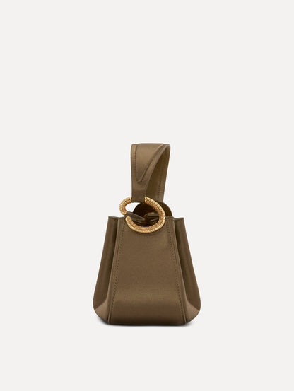 Crystal Pavé Nano O Handle Bag in Khaki Side View