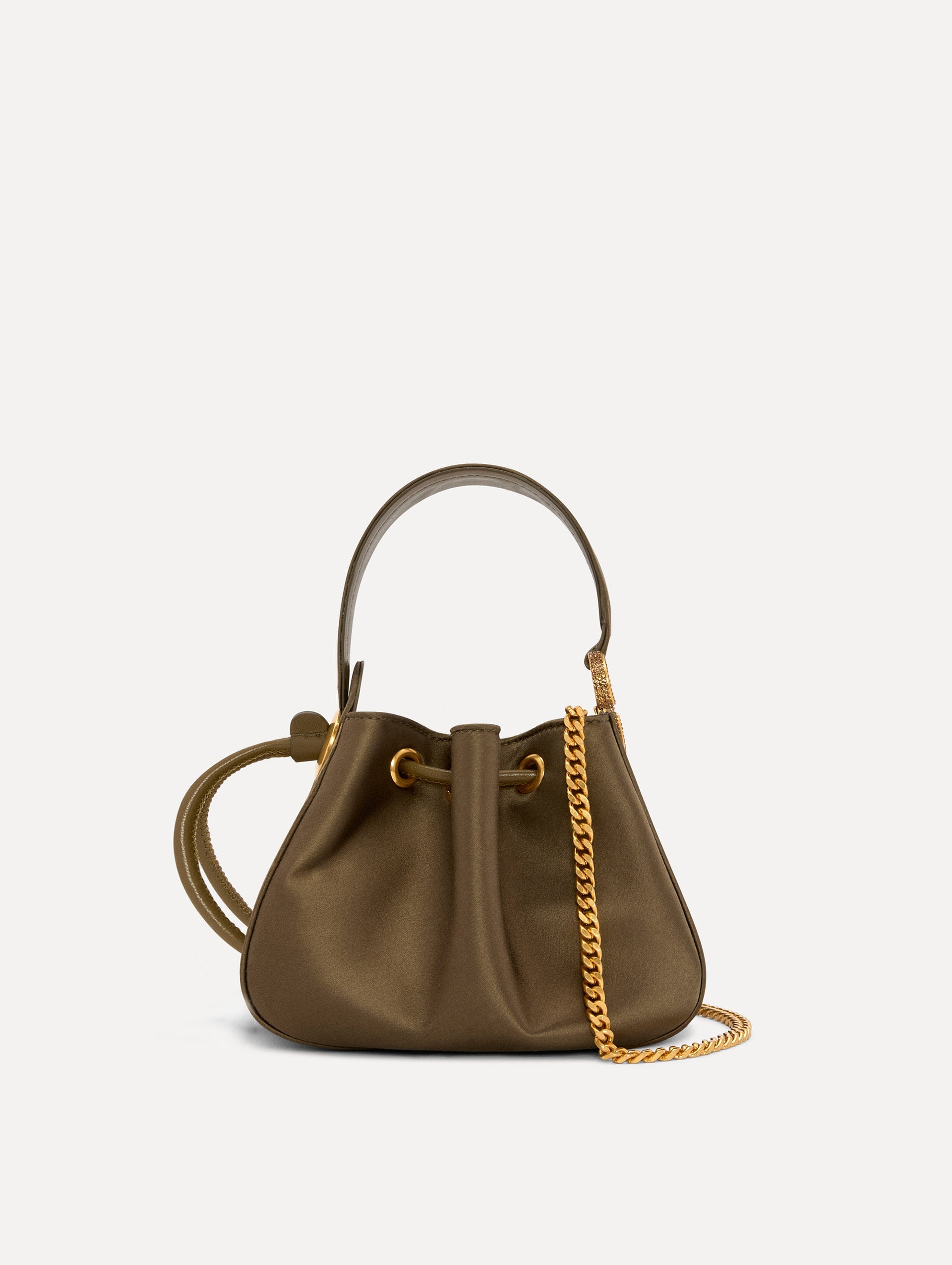 Crystal Pavé Nano O Handle Bag in Khaki Back View