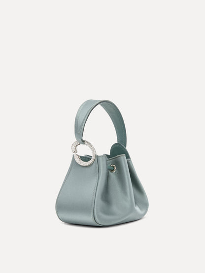 Crystal Pavé Nano O Handle Bag in Light Blue Front View