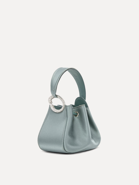 Crystal Pavé Nano O Handle Bag in Light Blue Front View