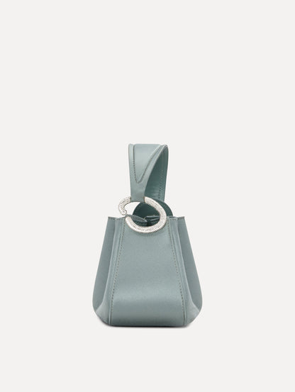 Crystal Pavé Nano O Handle Bag in Light Blue Side View