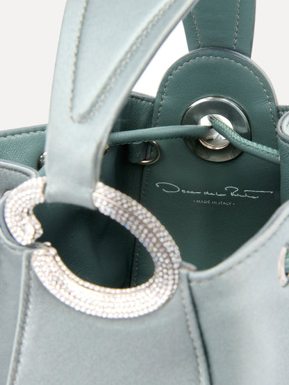 Inside Crystal Pavé Nano O Handle Bag in Light Blue Zoom View