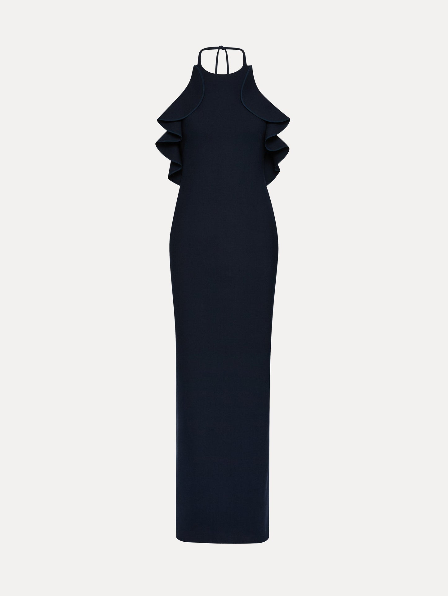 Ruffle-Detailed Column Gown