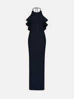 Ruffle-Detailed Column Gown