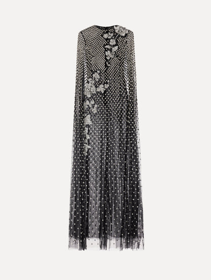 Crystal Grid Floral Embroidered Caftan