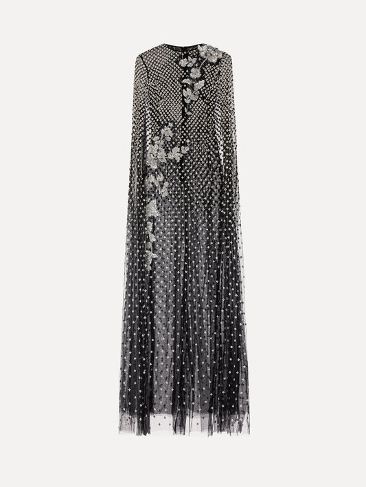 Crystal Grid Floral Embroidered Caftan