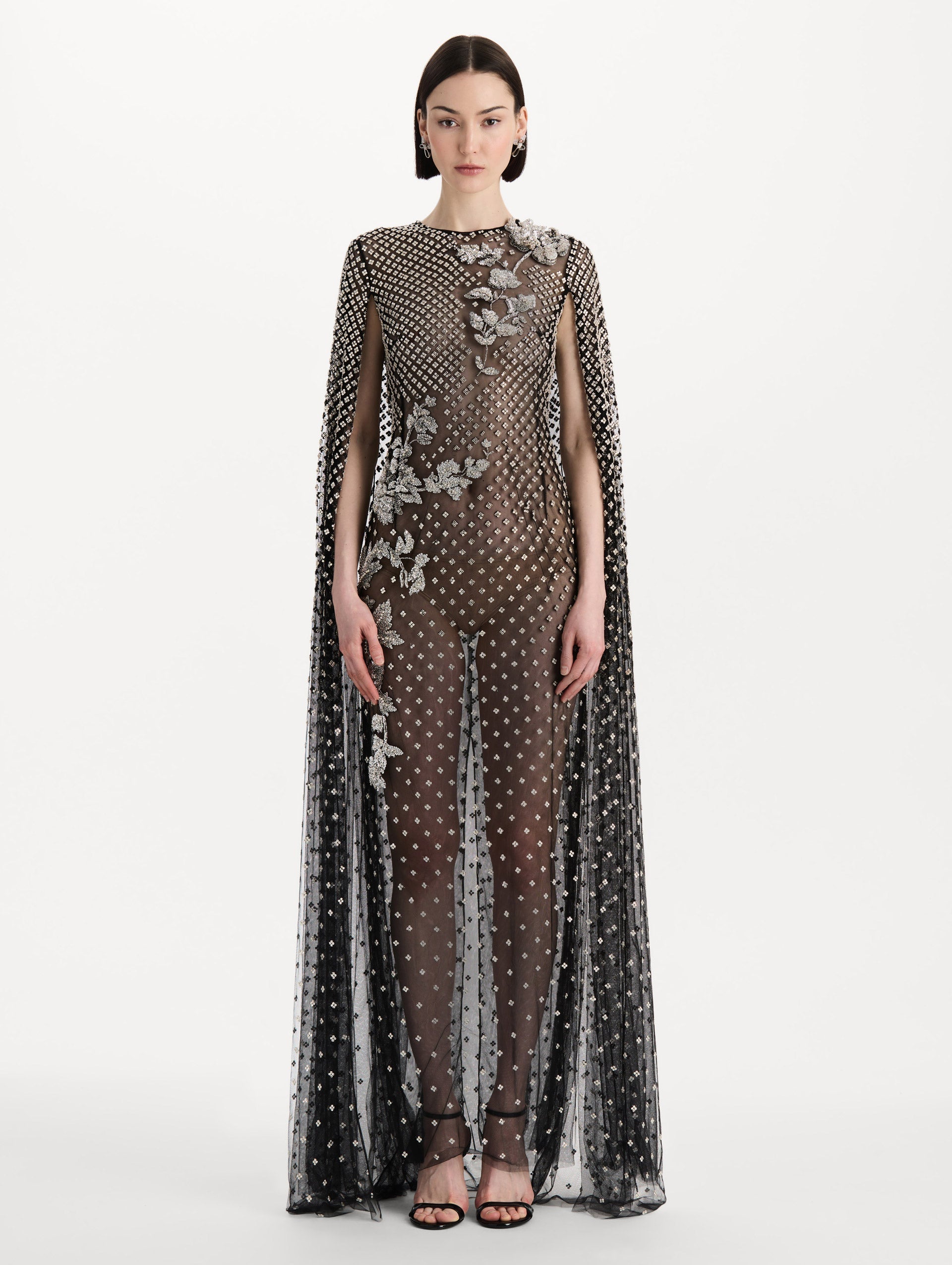 Crystal Grid Floral Embroidered Caftan