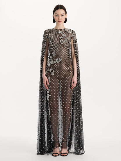 Crystal Grid Floral Embroidered Caftan