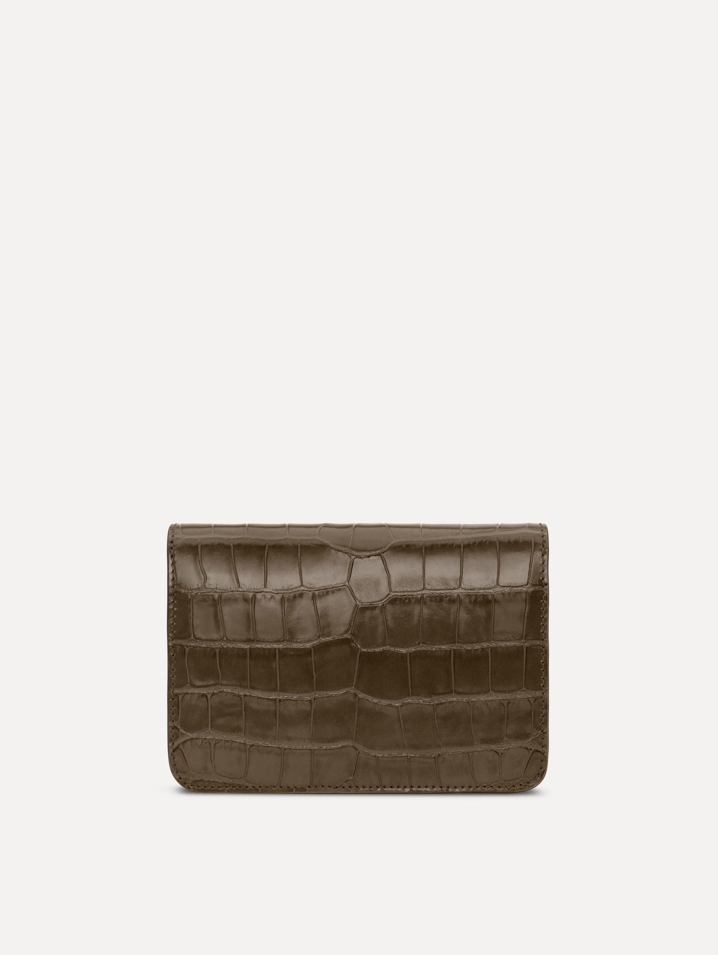 The Embossed O Pochette in Olive. Back view.