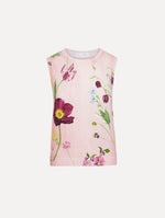 The model is wearing the mixed botanical printed tank with an all-over floral print in blush multi.