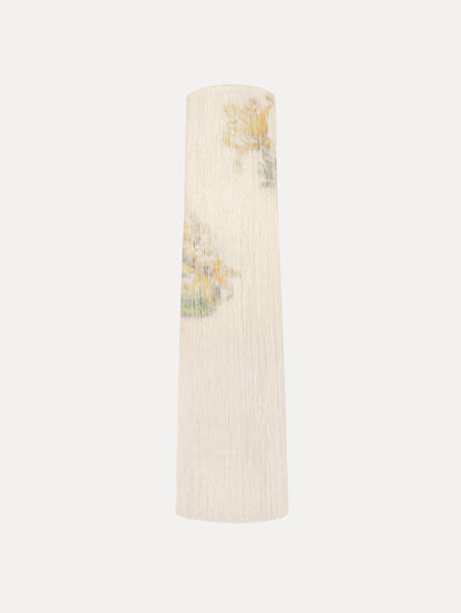 Chiné Dominican Mixed-Floral Beaded Fringe Dress in Ivory. Front view.