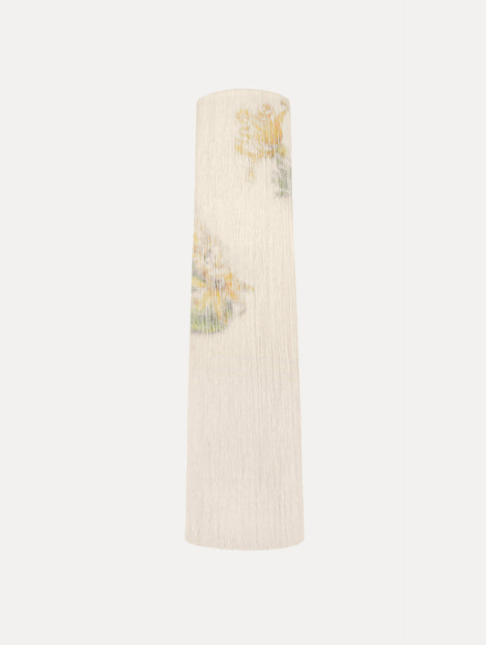 Chiné Dominican Mixed-Floral Beaded Fringe Dress in Ivory. Front view.