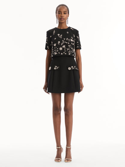 Crystal Floral Embroidered Cocktail Dress