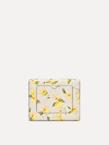 The Ylang Ylang Printed Mini TRO Bag in Yellow. Back View.