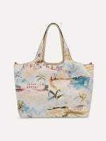 The Topaz bag adorned with the Dominican Landscape print. Front View.