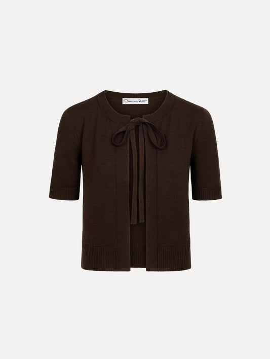 Self-Tie Wool Twin Set Cardigan