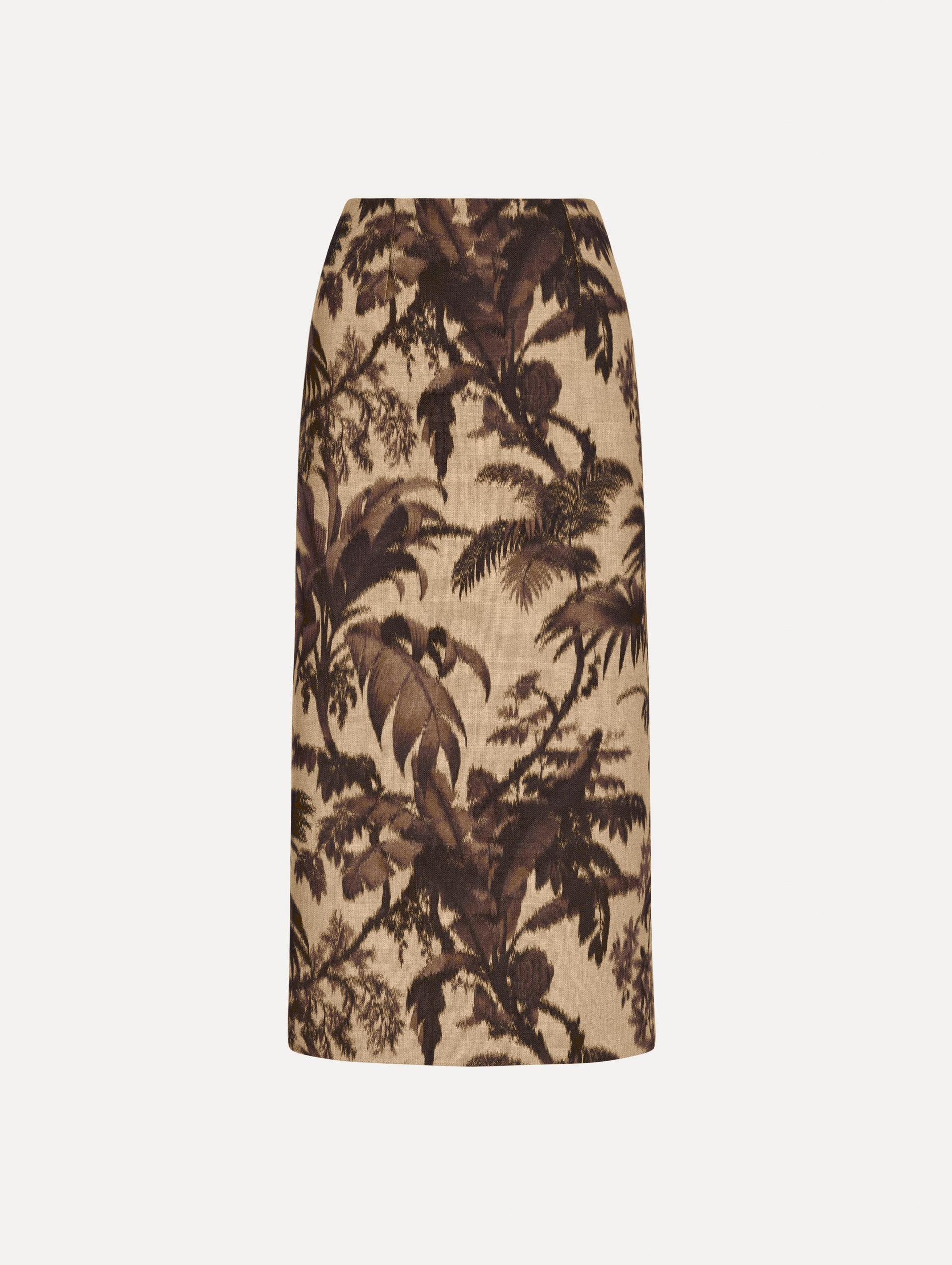 Chiné Palm Leaves Pencil Skirt