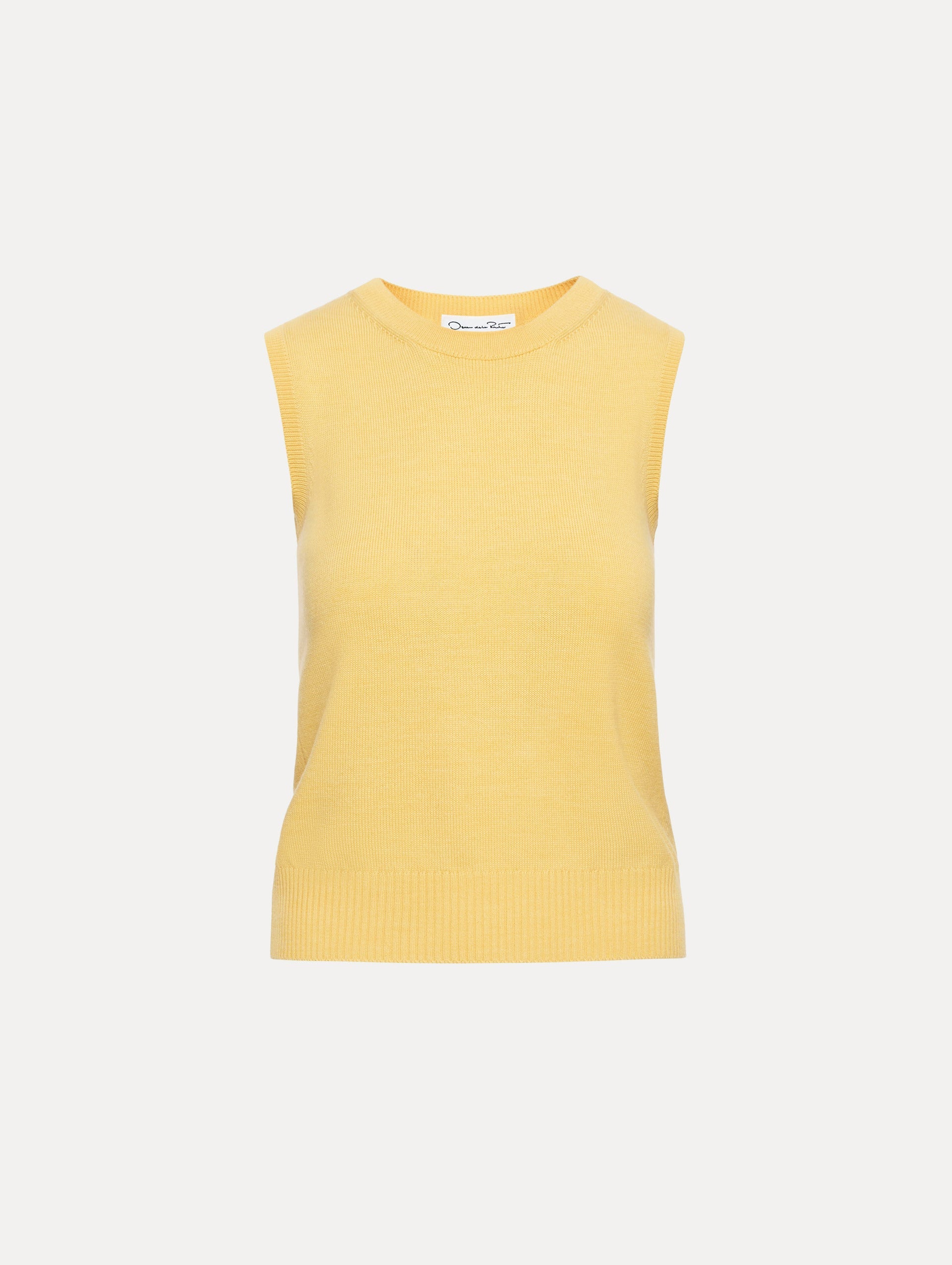 Yellow Virgin Wool Tank with ribbed hem.